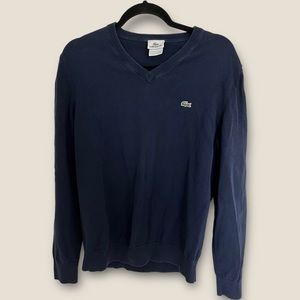 Lacoste Sweater Men's 4‎ Pullover Navy Blue Long Sleeve CROCODILE MEASUREMENTS ✅